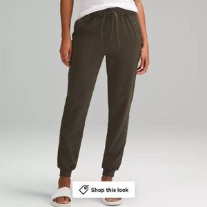 Stretch High-Rise Jogger Full Length in Dark Olive Size 4